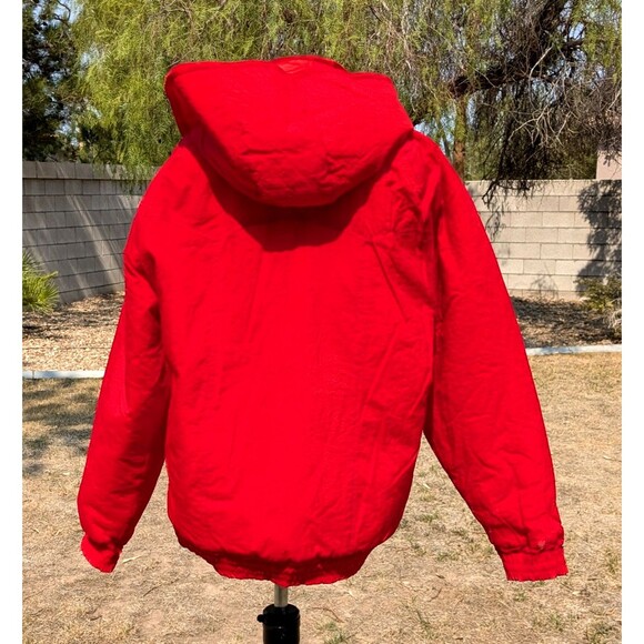 British Mist Detachable Hood Unisex EU50/Men's Lg Fire Red Parka Jacket Coat EUC - Picture 7 of 11